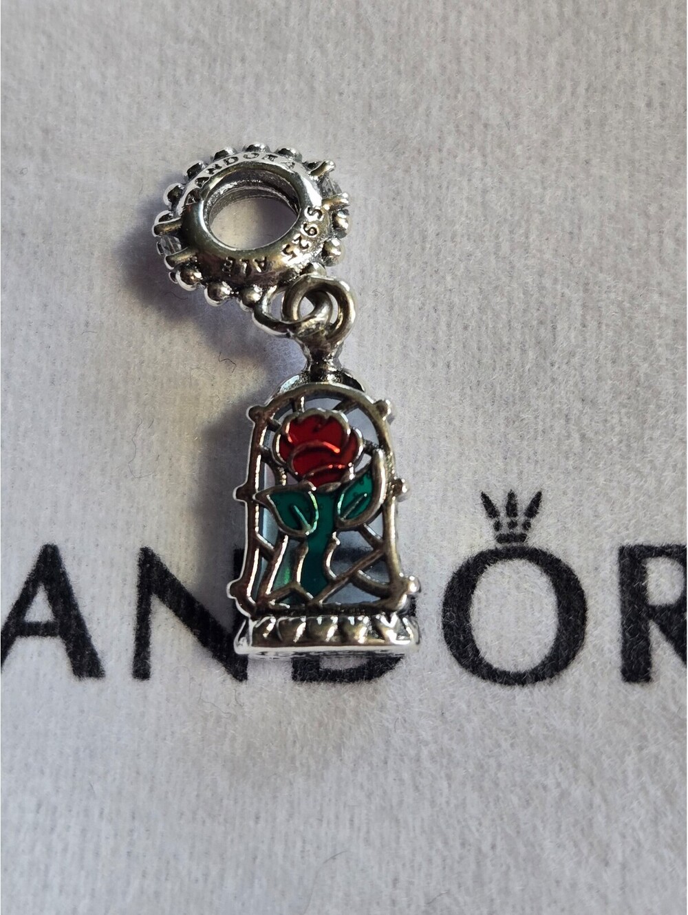 Pandora Charm disney rose beauty and the beast dangle charm